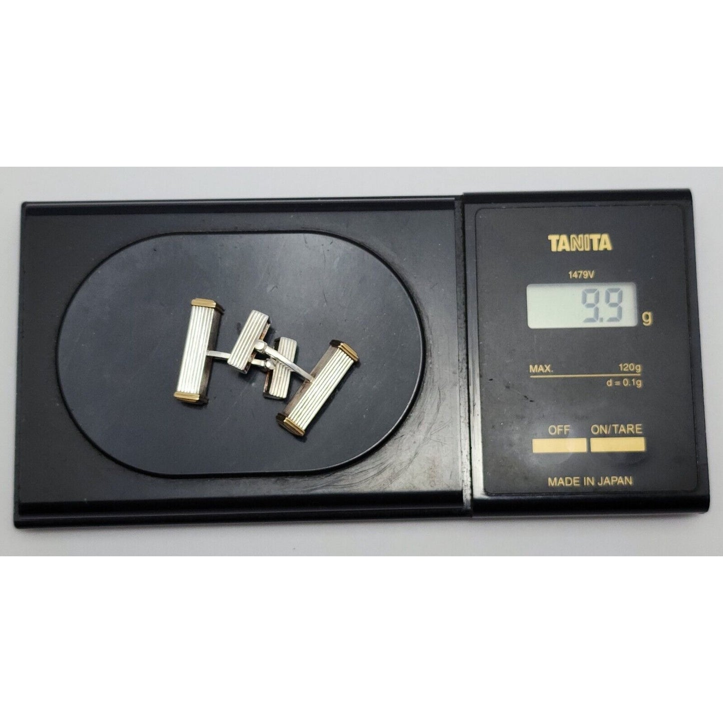 Modern GTP 18K Solid Yellow Gold & 925 Sterling Silver Cufflinks