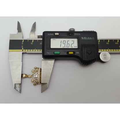 14K Two Tone CZ Quinceanera Tiara Crown 15 Pendant Charm