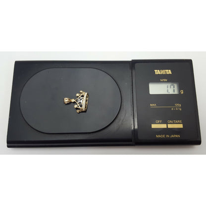 14K Two Tone CZ Quinceanera Tiara Crown 15 Pendant Charm