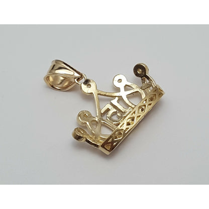 14K Two Tone CZ Quinceanera Tiara Crown 15 Pendant Charm