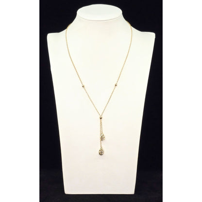 10K Yellow Gold Diamond Cut Bead Ball Rolo Link Chain Necklace