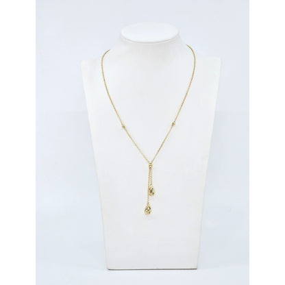 10K Yellow Gold Diamond Cut Bead Ball Rolo Link Chain Necklace