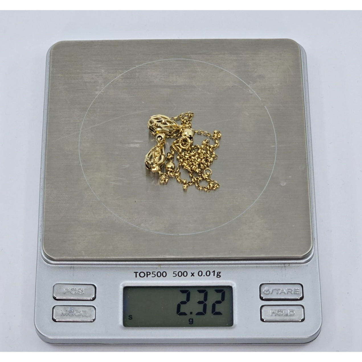 10K Yellow Gold Diamond Cut Bead Ball Rolo Link Chain Necklace