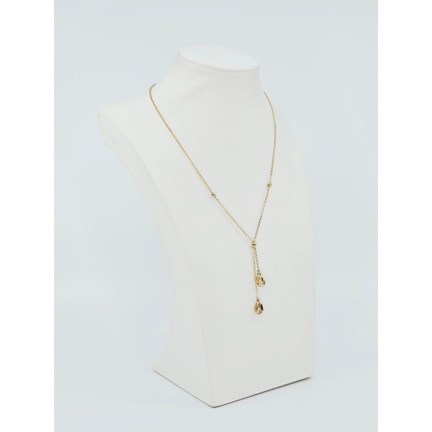 10K Yellow Gold Diamond Cut Bead Ball Rolo Link Chain Necklace