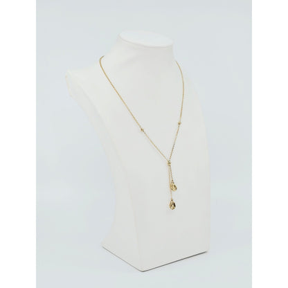10K Yellow Gold Diamond Cut Bead Ball Rolo Link Chain Necklace