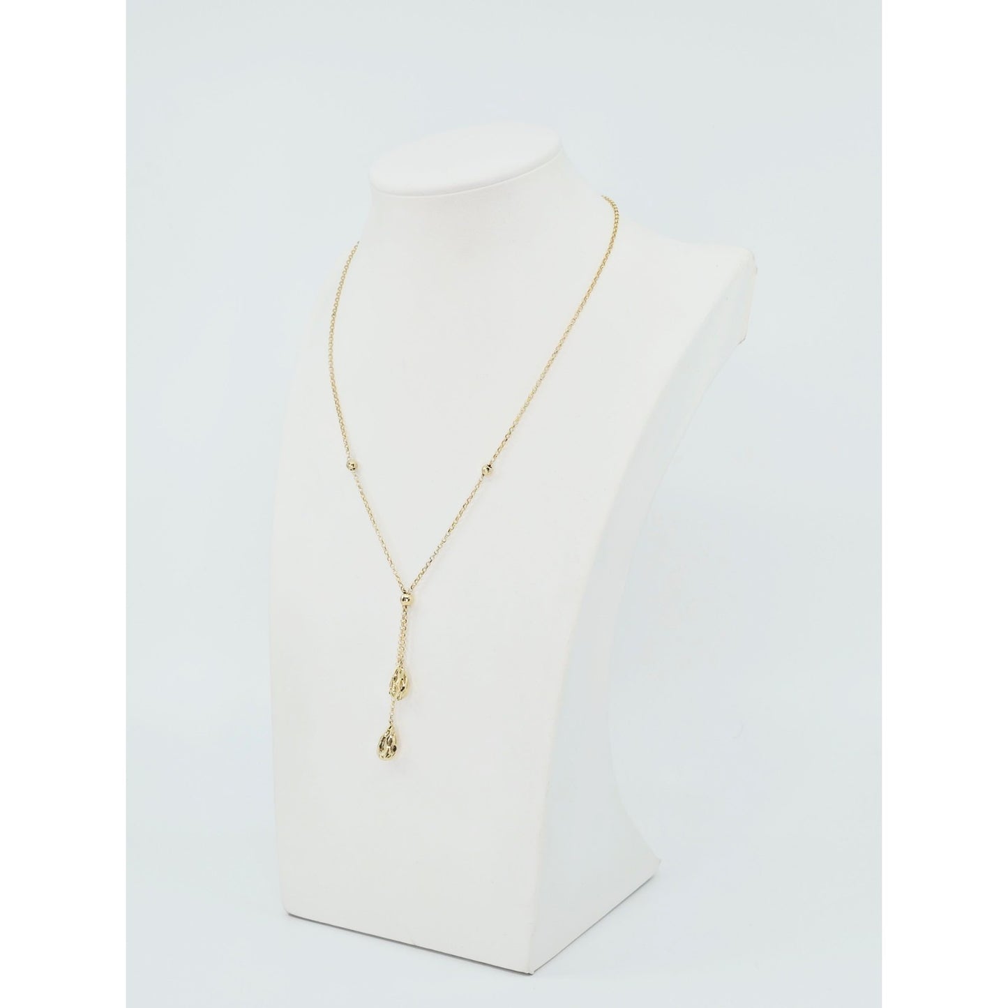 10K Yellow Gold Diamond Cut Bead Ball Rolo Link Chain Necklace