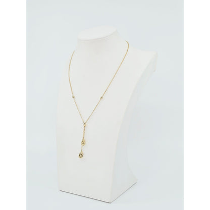 10K Yellow Gold Diamond Cut Bead Ball Rolo Link Chain Necklace