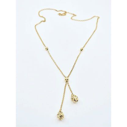 10K Yellow Gold Diamond Cut Bead Ball Rolo Link Chain Necklace