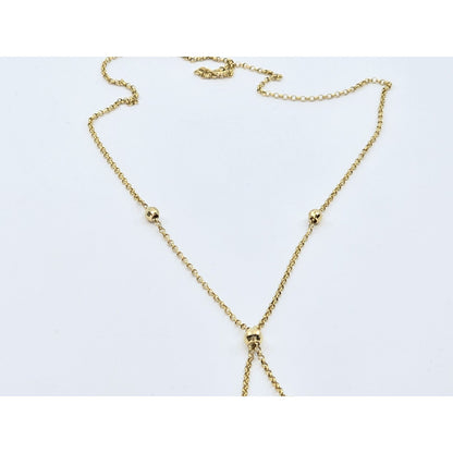 10K Yellow Gold Diamond Cut Bead Ball Rolo Link Chain Necklace