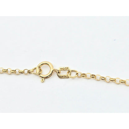 10K Yellow Gold Diamond Cut Bead Ball Rolo Link Chain Necklace