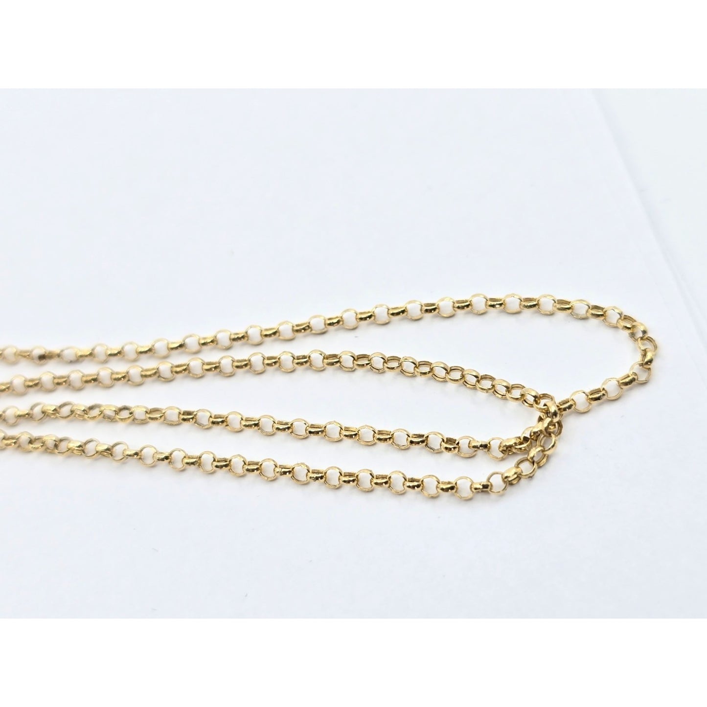 10K Yellow Gold Diamond Cut Bead Ball Rolo Link Chain Necklace