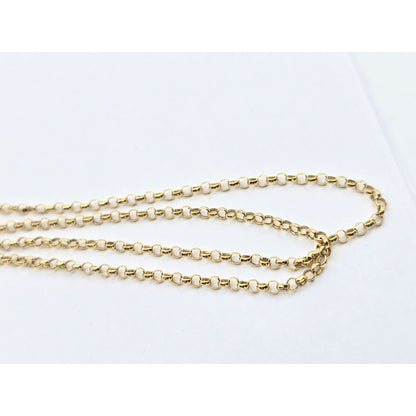 10K Yellow Gold Diamond Cut Bead Ball Rolo Link Chain Necklace