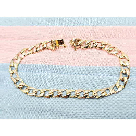 14K Tri Color Gold Cuban Link Bracelet