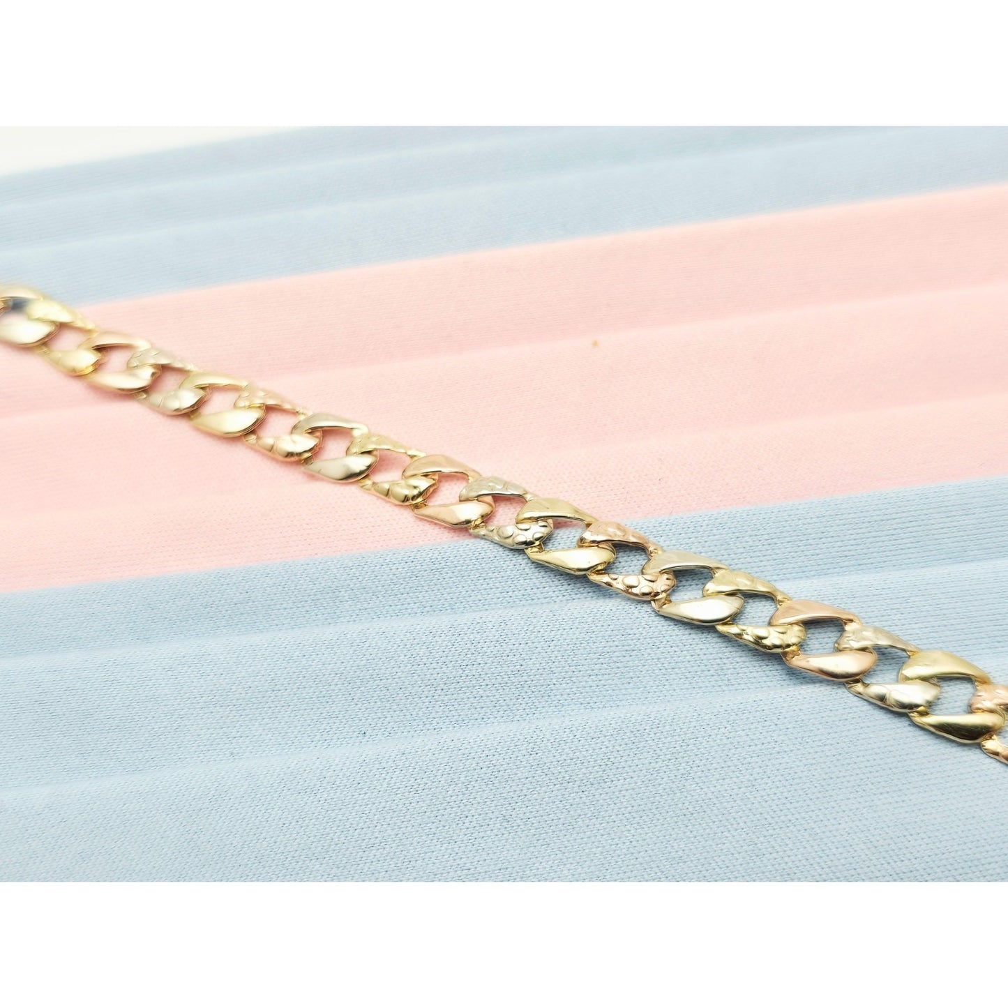 14K Tri Color Gold Cuban Link Bracelet