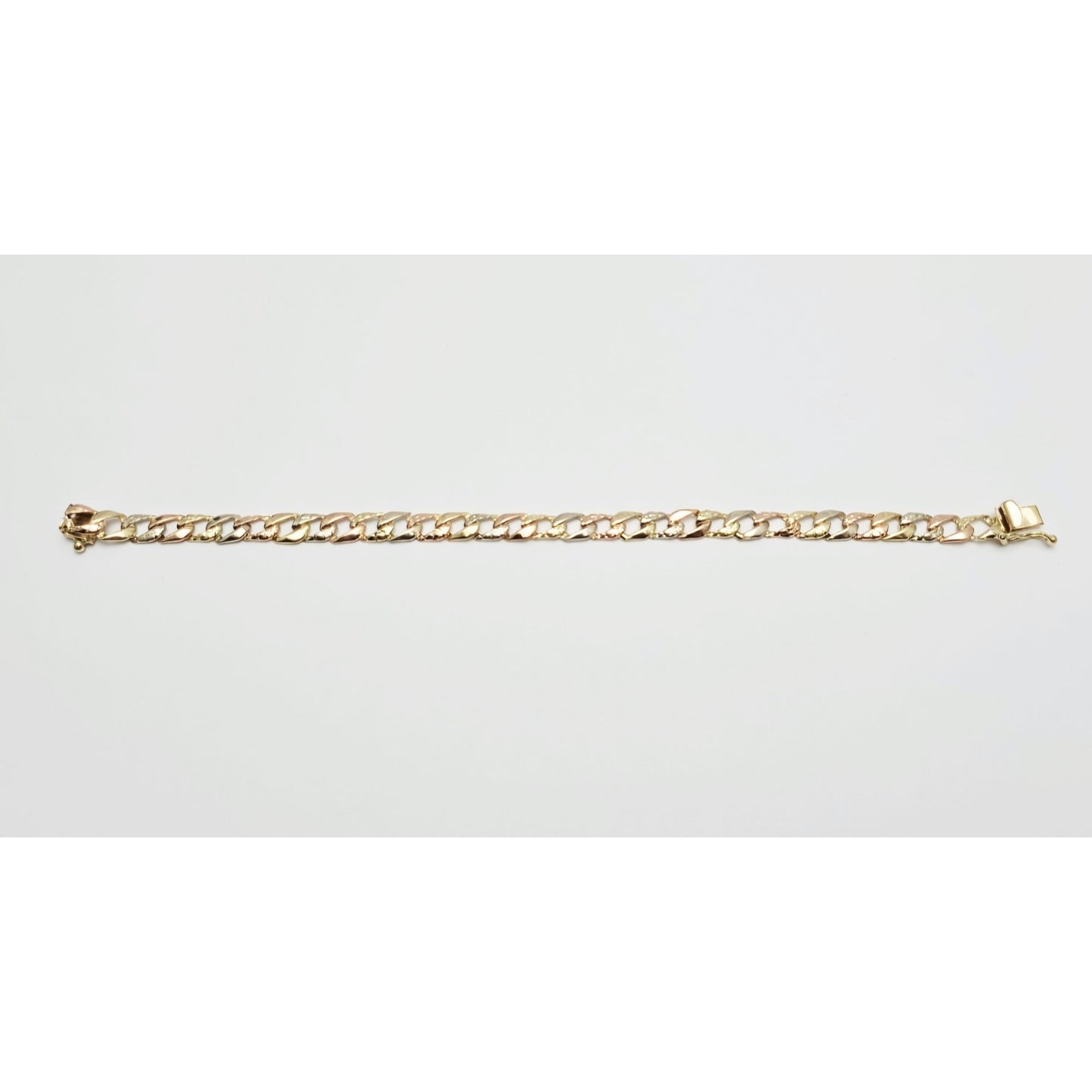 14K Tri Color Gold Cuban Link Bracelet
