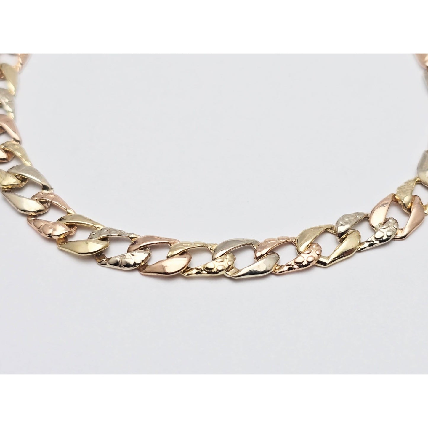 14K Tri Color Gold Cuban Link Bracelet