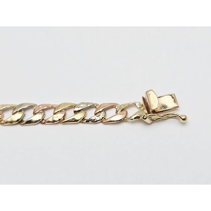 14K Tri Color Gold Cuban Link Bracelet