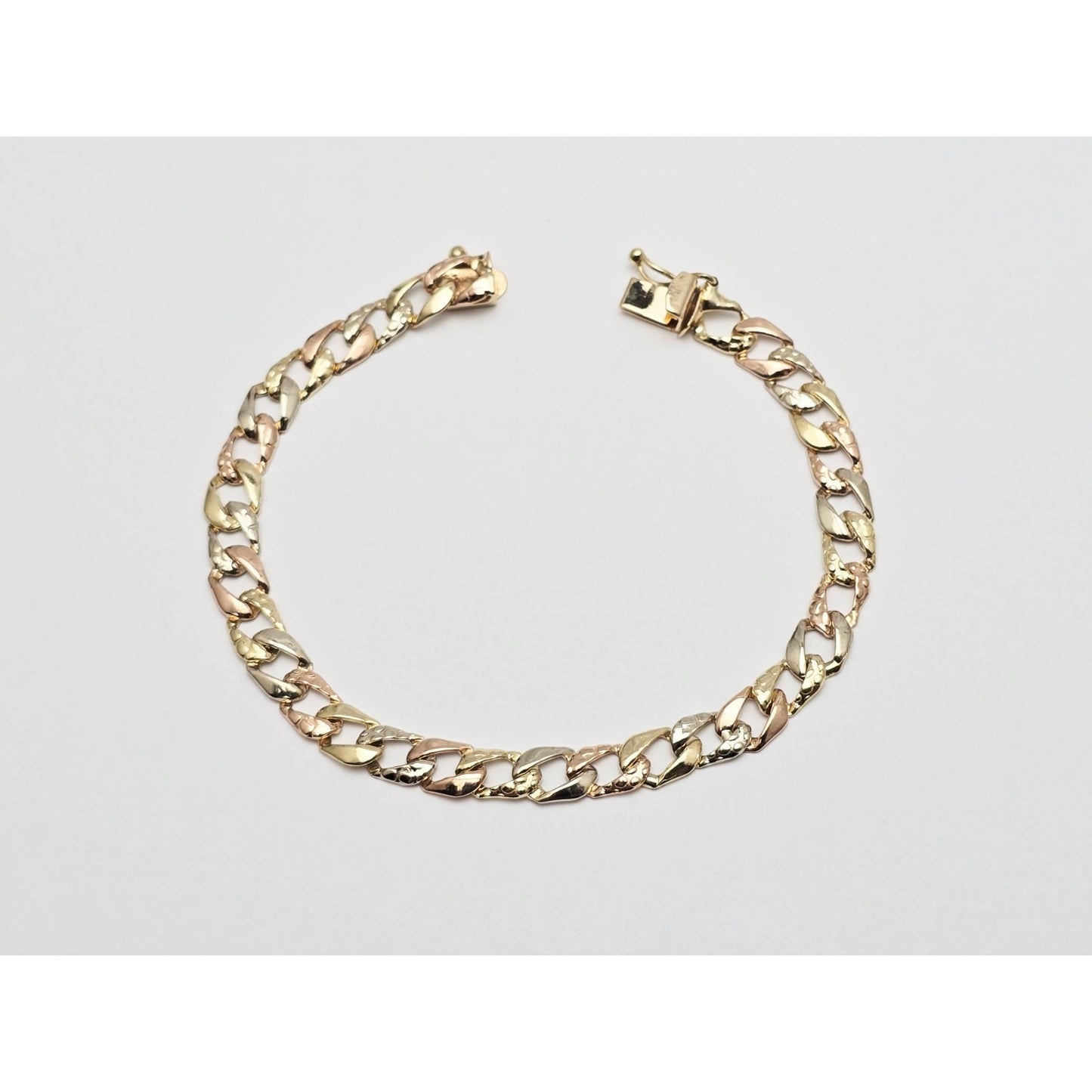 14K Tri Color Gold Cuban Link Bracelet