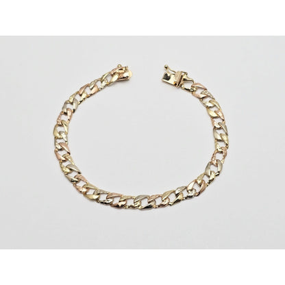 14K Tri Color Gold Cuban Link Bracelet