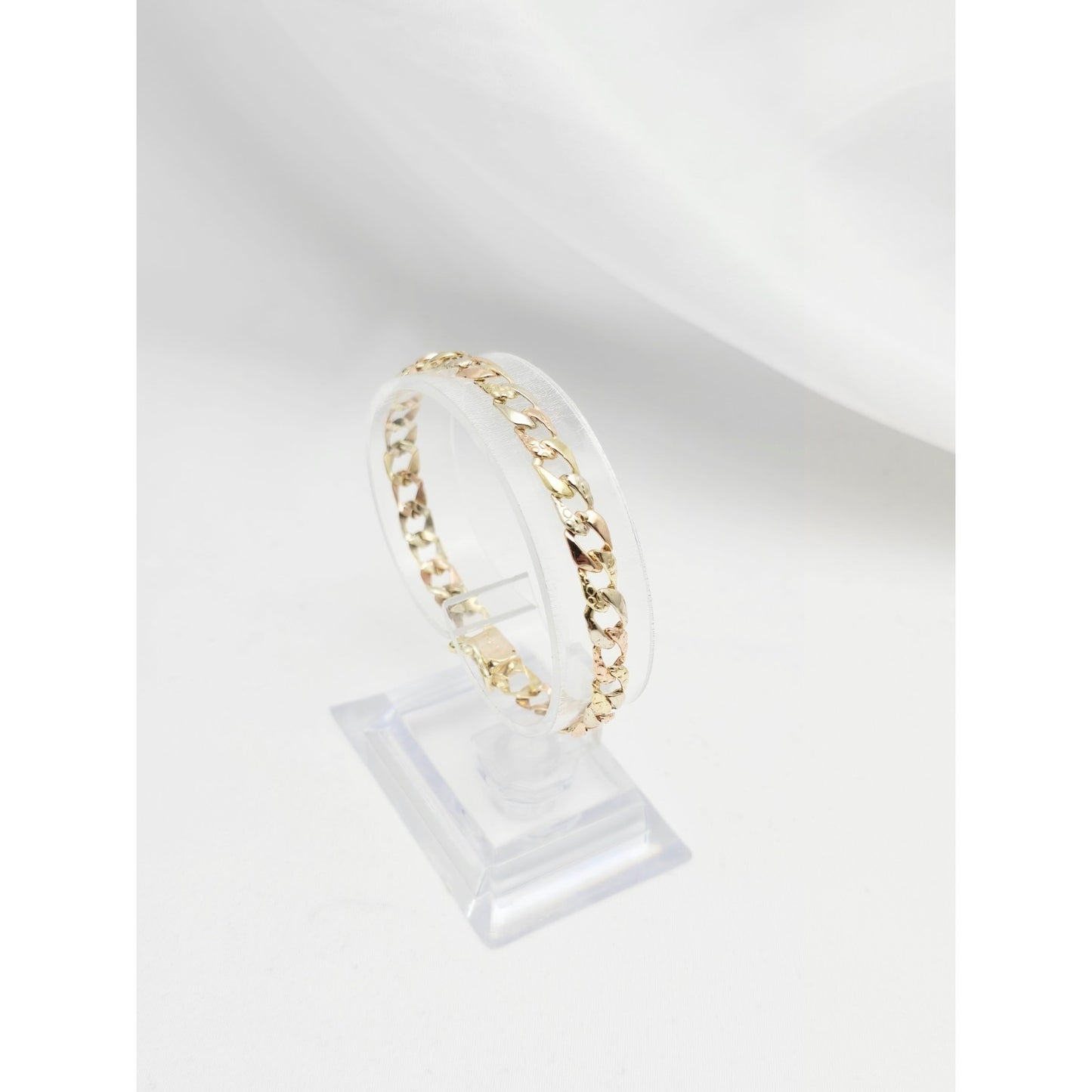 14K Tri Color Gold Cuban Link Bracelet