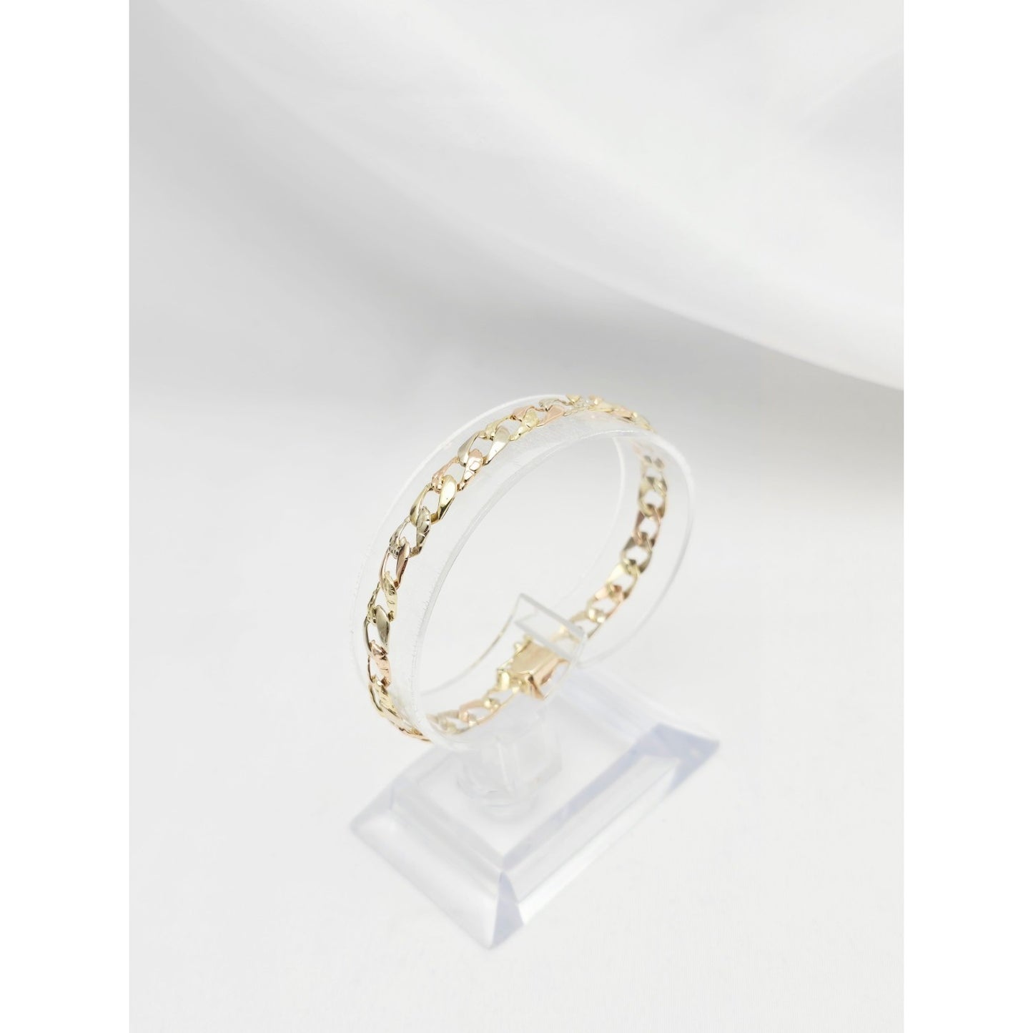 14K Tri Color Gold Cuban Link Bracelet