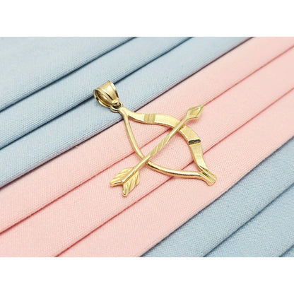 14K Yellow Gold Diamond Cut Bow & Arrow Charm Pendant