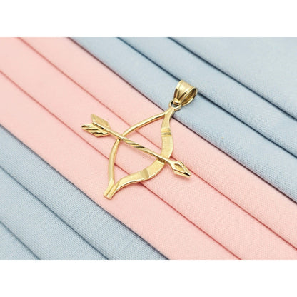 14K Yellow Gold Diamond Cut Bow & Arrow Charm Pendant