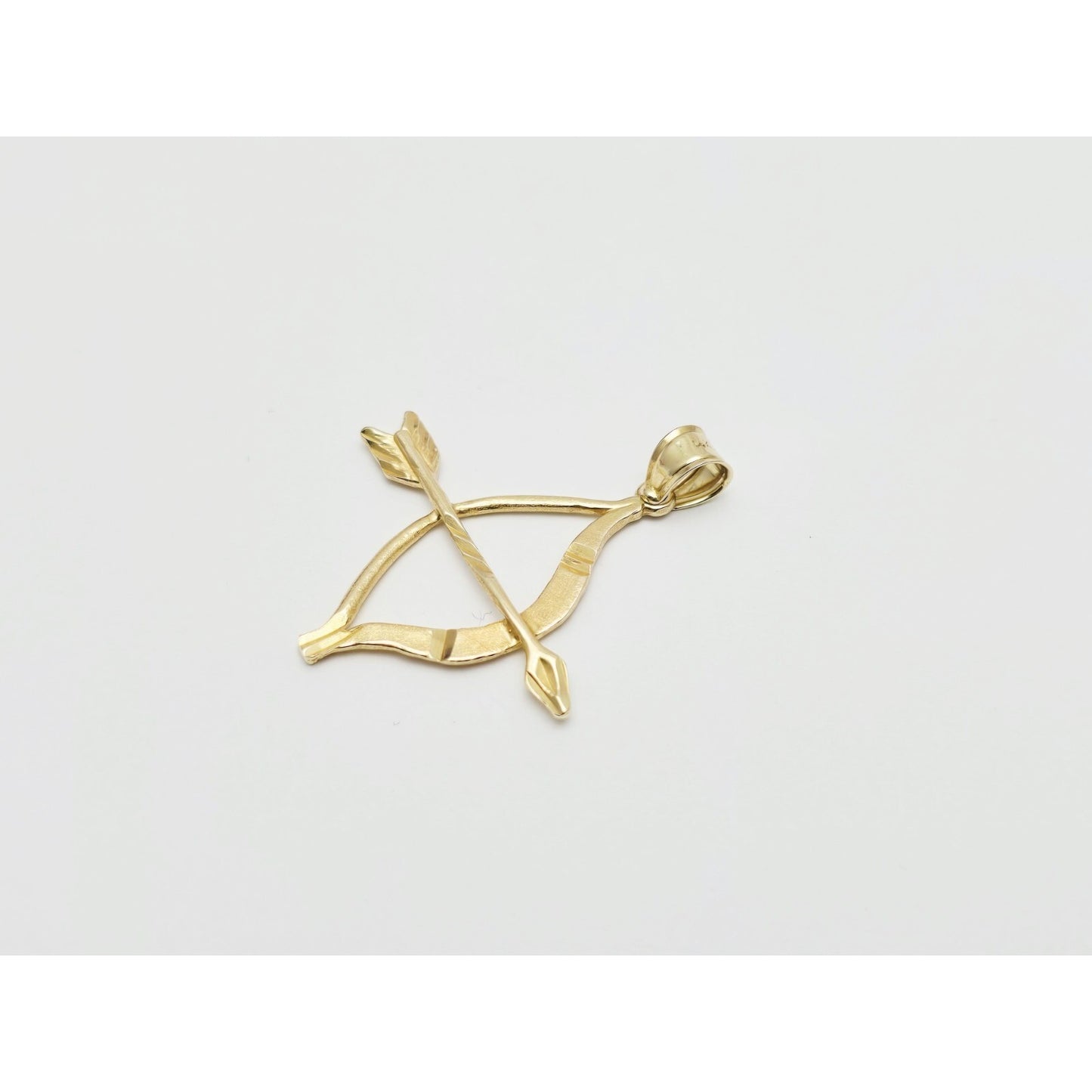 14K Yellow Gold Diamond Cut Bow & Arrow Charm Pendant