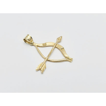 14K Yellow Gold Diamond Cut Bow & Arrow Charm Pendant
