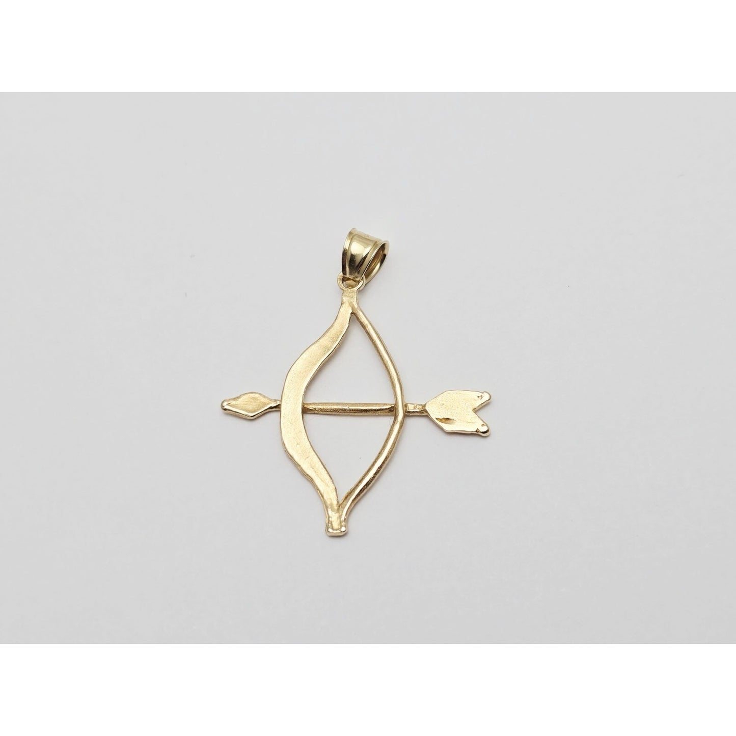 14K Yellow Gold Diamond Cut Bow & Arrow Charm Pendant