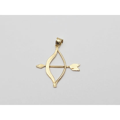 14K Yellow Gold Diamond Cut Bow & Arrow Charm Pendant