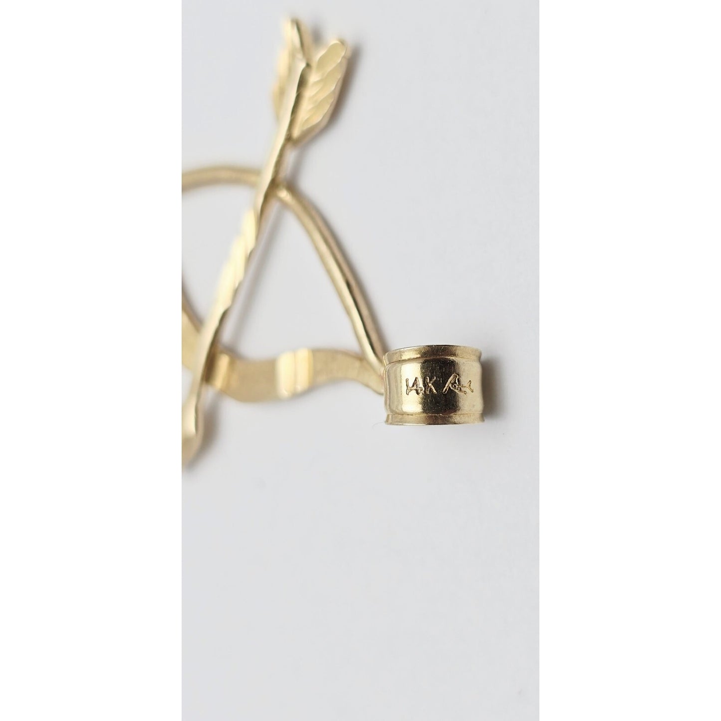 14K Yellow Gold Diamond Cut Bow & Arrow Charm Pendant
