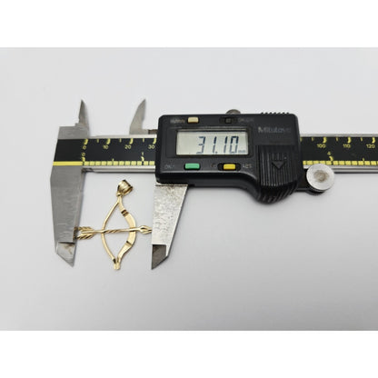 14K Yellow Gold Diamond Cut Bow & Arrow Charm Pendant