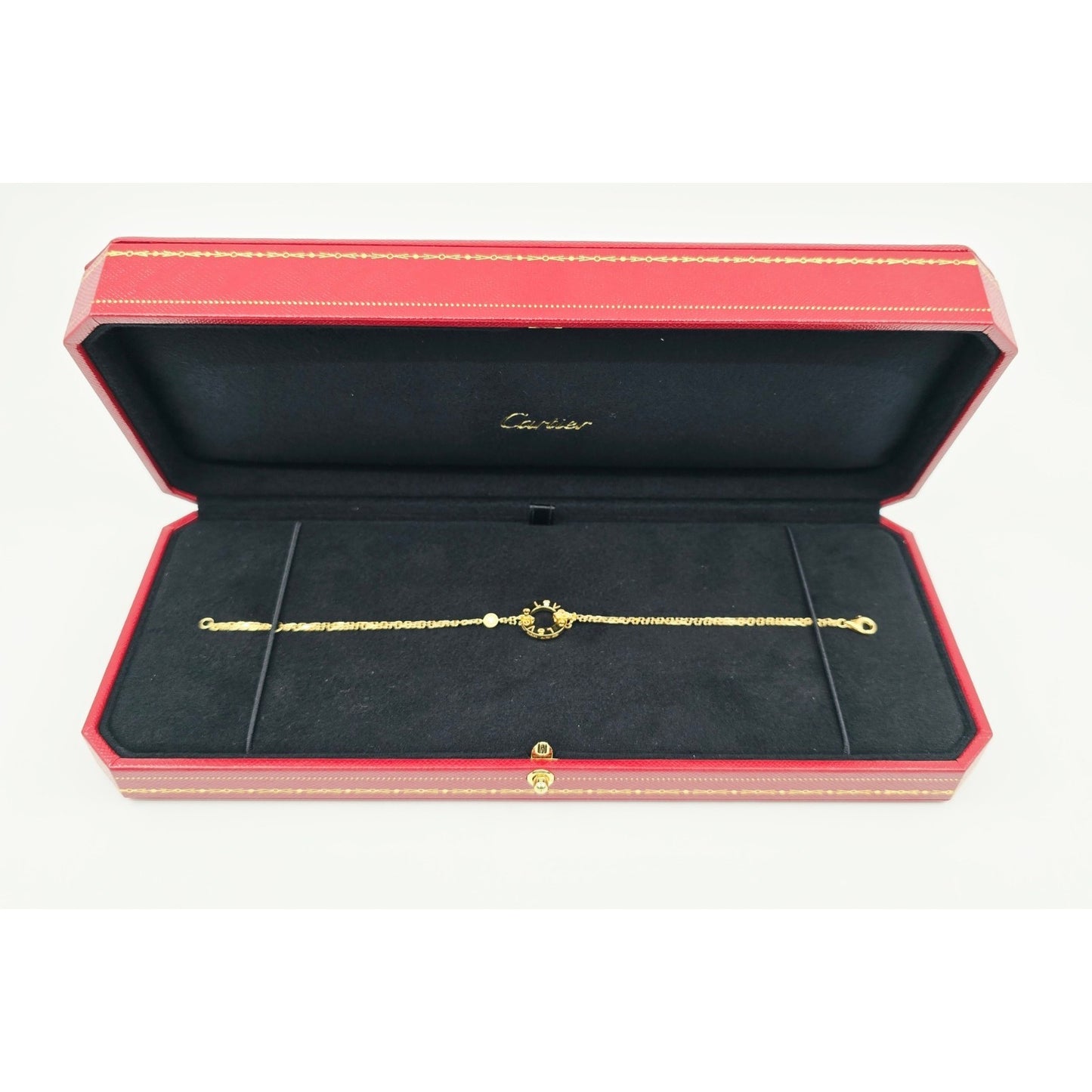 18K Yellow Gold Cartier LOVE bracelet on chain 2 diamonds with Box & Paper