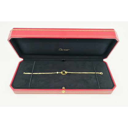 18K Yellow Gold Cartier LOVE bracelet on chain 2 diamonds with Box & Paper