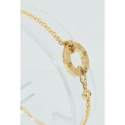 18K Yellow Gold Cartier LOVE bracelet on chain 2 diamonds with Box & Paper