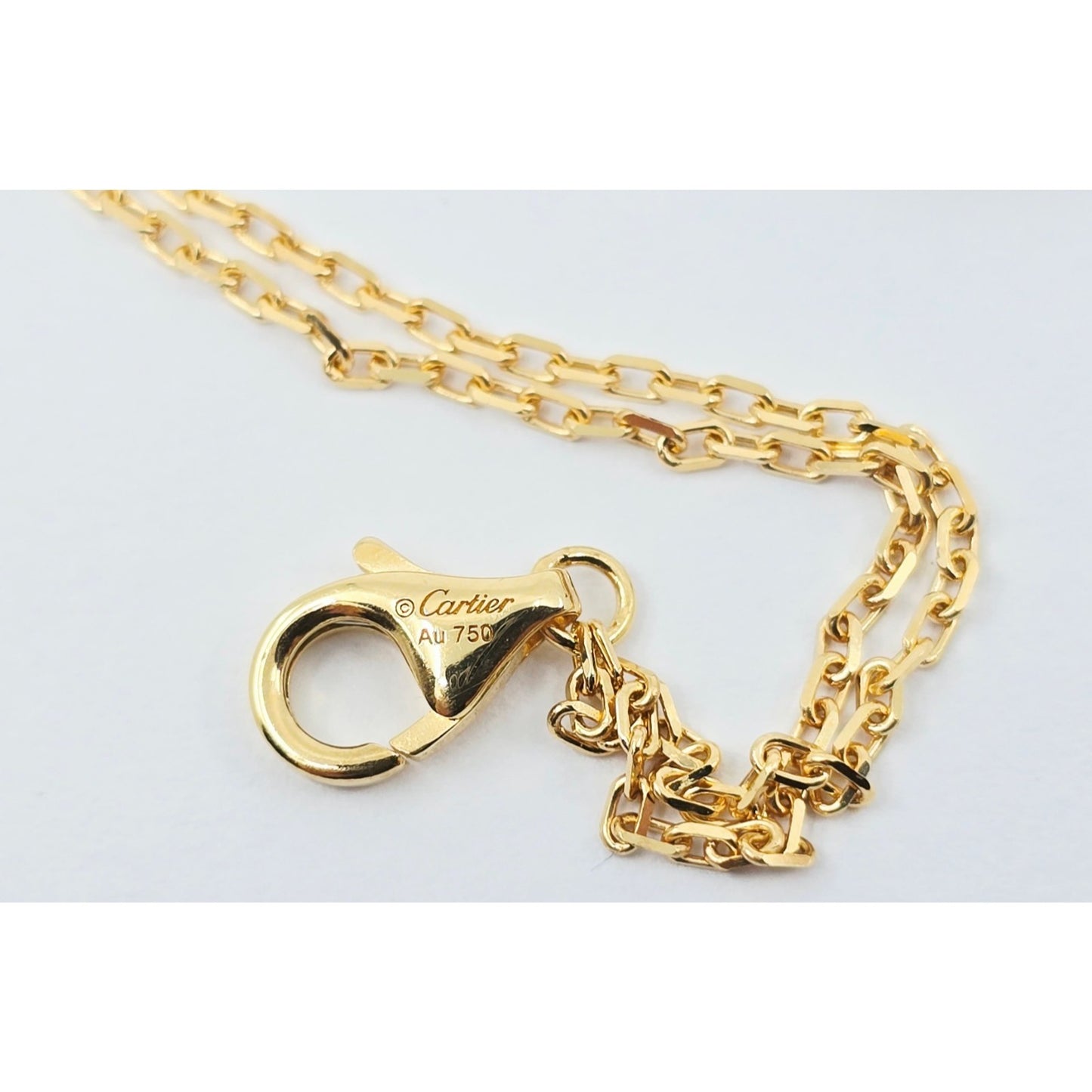 18K Yellow Gold Cartier LOVE bracelet on chain 2 diamonds with Box & Paper