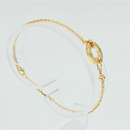 18K Yellow Gold Cartier LOVE bracelet on chain 2 diamonds with Box & Paper