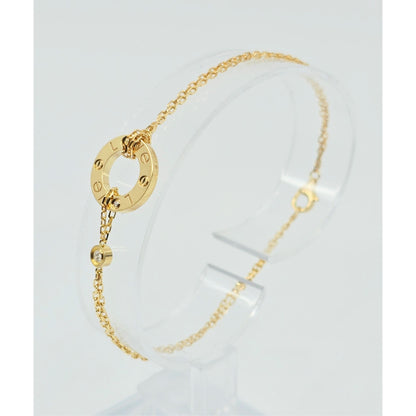 18K Yellow Gold Cartier LOVE bracelet on chain 2 diamonds with Box & Paper