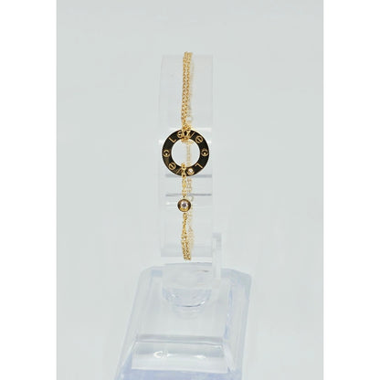 18K Yellow Gold Cartier LOVE bracelet on chain 2 diamonds with Box & Paper