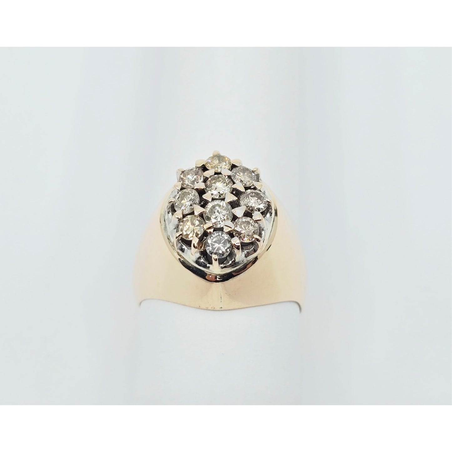 11K Yellow Gold Oval Shaped Diamond Ring