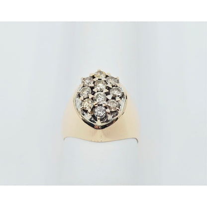 11K Yellow Gold Oval Shaped Diamond Ring