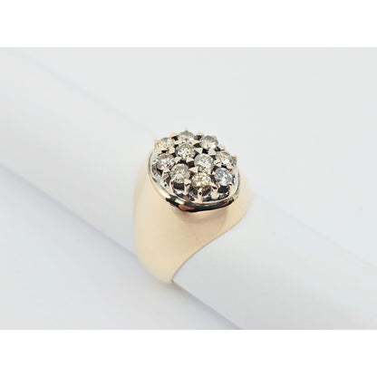 11K Yellow Gold Oval Shaped Diamond Ring