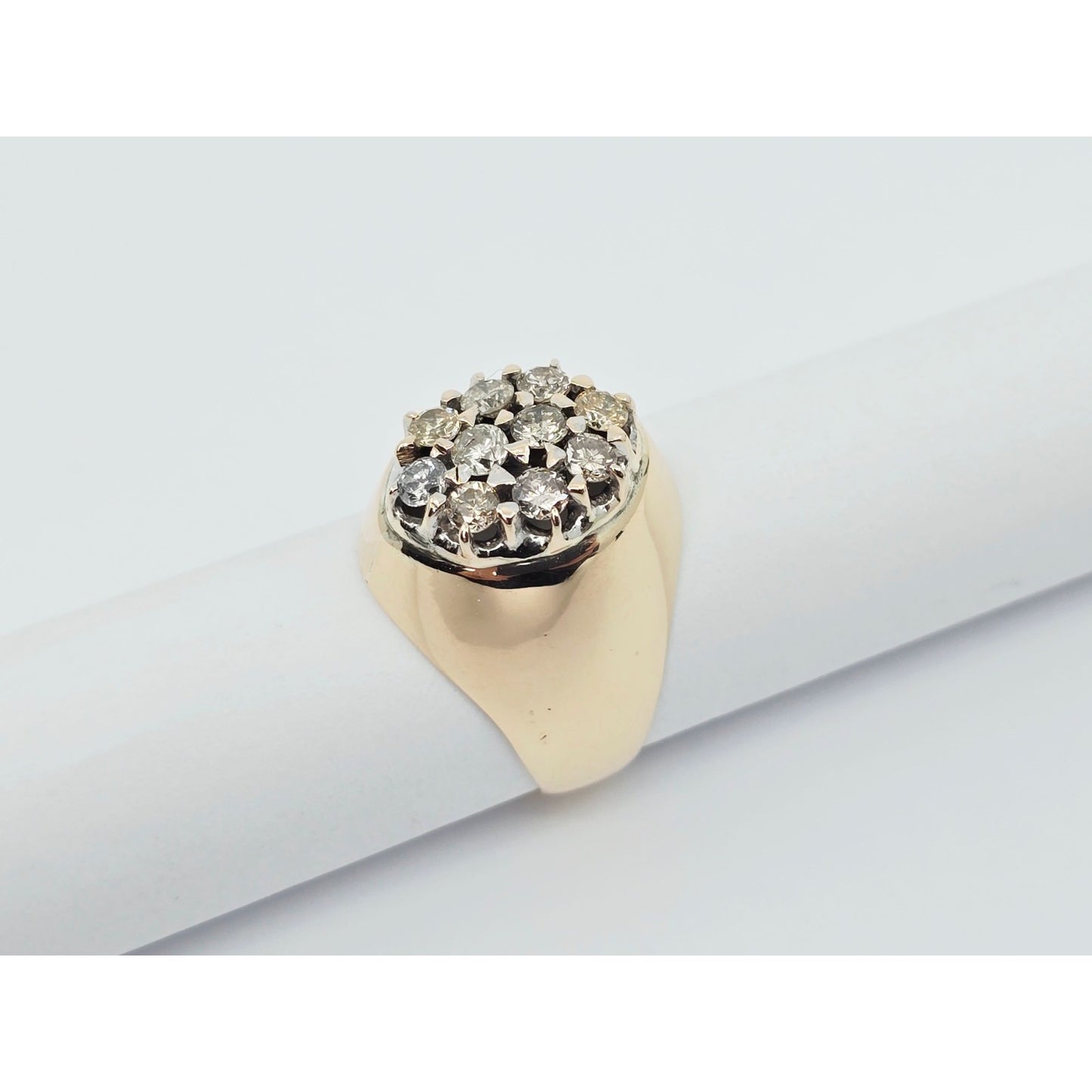 11K Yellow Gold Oval Shaped Diamond Ring