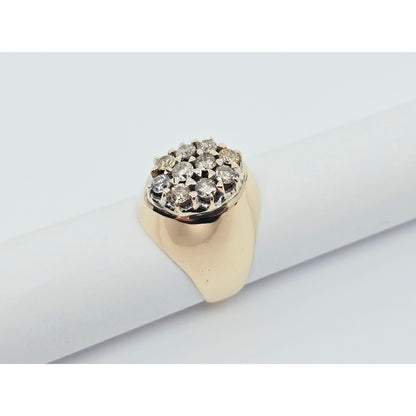 11K Yellow Gold Oval Shaped Diamond Ring