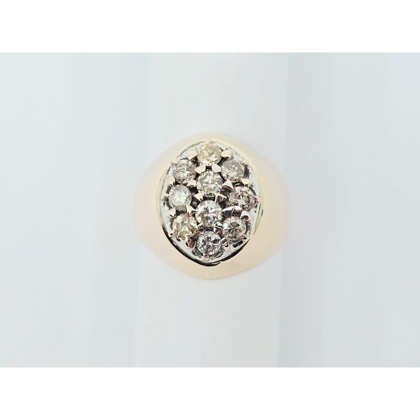 11K Yellow Gold Oval Shaped Diamond Ring
