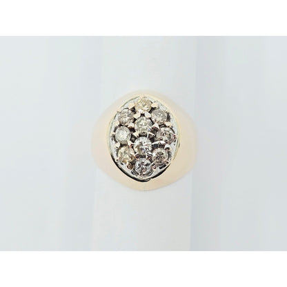 11K Yellow Gold Oval Shaped Diamond Ring