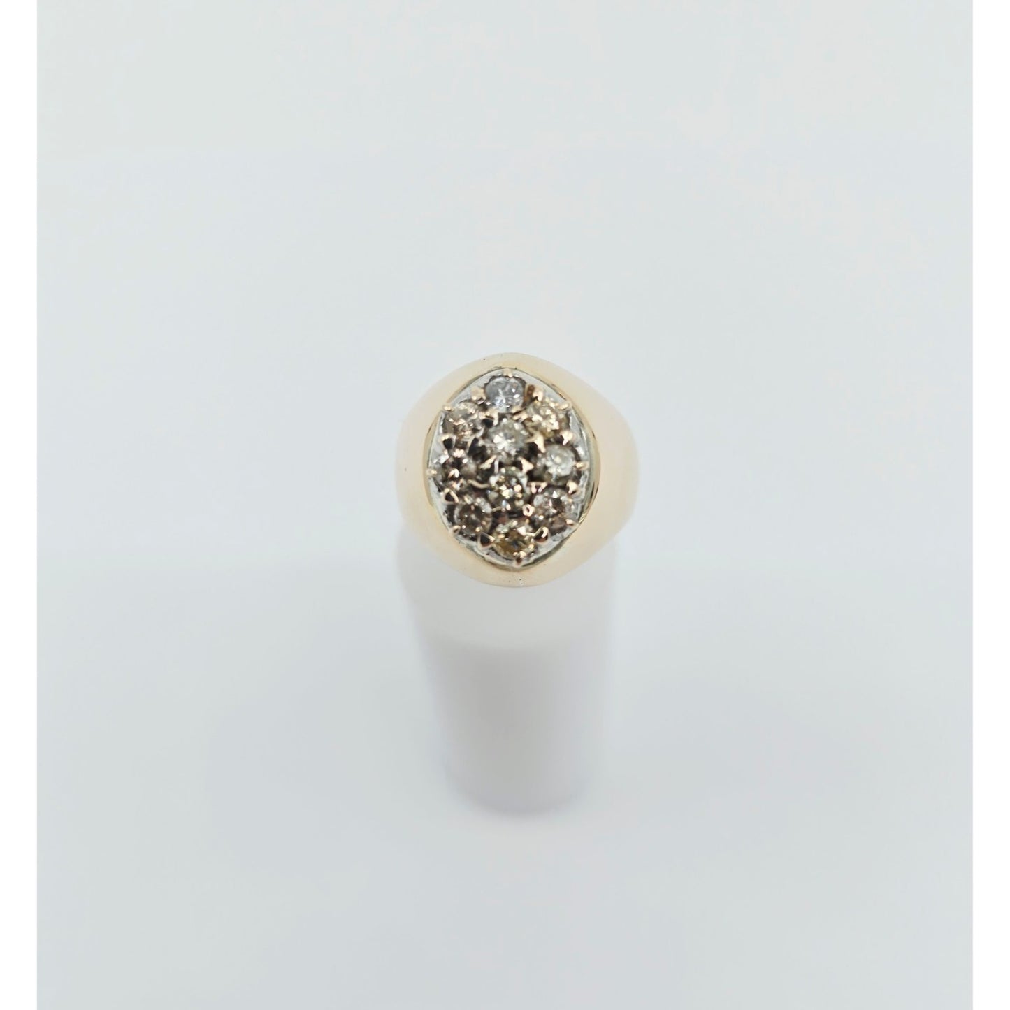 11K Yellow Gold Oval Shaped Diamond Ring