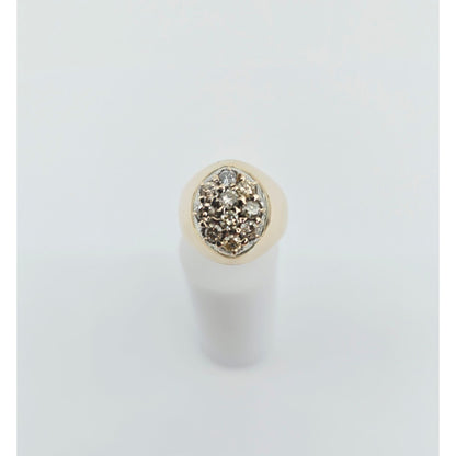 11K Yellow Gold Oval Shaped Diamond Ring
