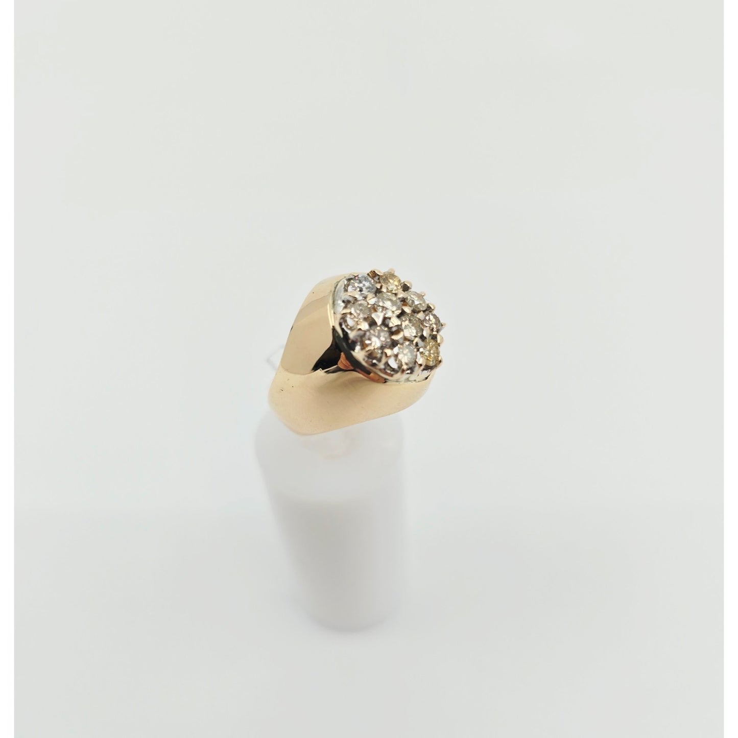 11K Yellow Gold Oval Shaped Diamond Ring